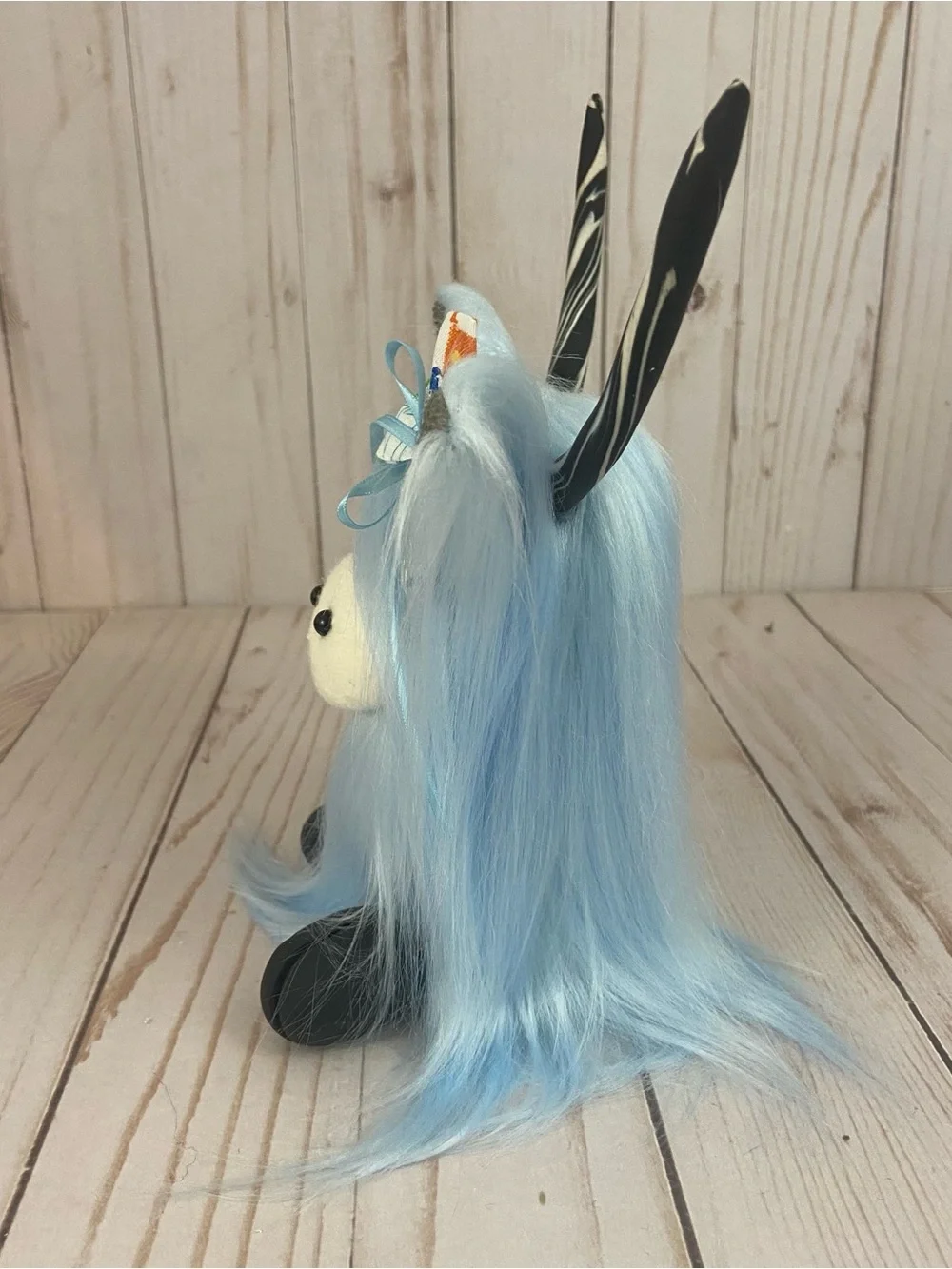 Handmade Baby Boy Nursery Highland Cow Gnome Blue Faux Fur Shower Gift - Picture 8 of 11
